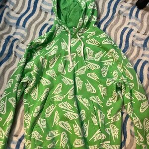 Nike hoodie size small green and white